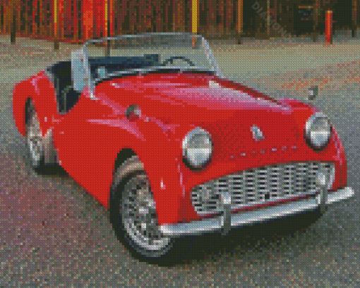 Red Tr3 Car Diamond Paintings