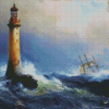 Ship And Lighthouse In Storm Diamond Paintings