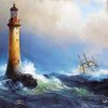 Ship And Lighthouse In Storm Diamond Paintings