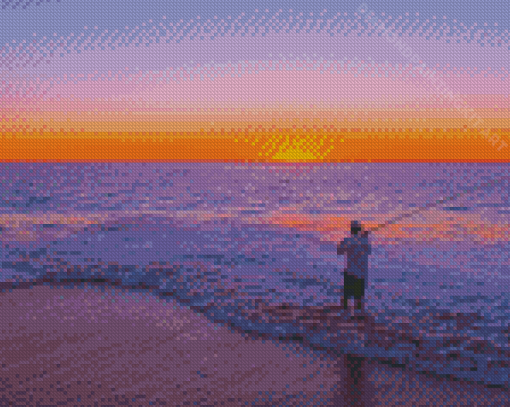 Sunset And Fisherman Diamond Paintings