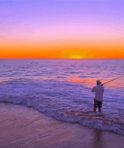 Sunset And Fisherman Diamond Paintings