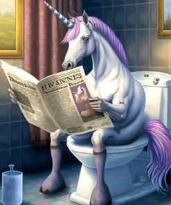 Unicorn Reading The News Diamond Paintings