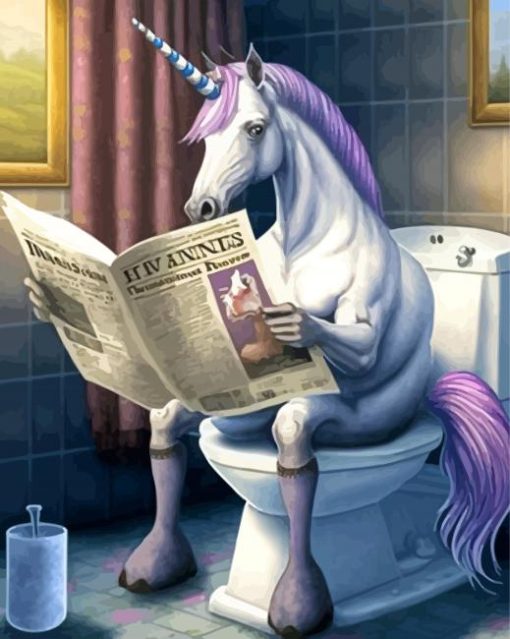 Unicorn Reading The News Diamond Paintings