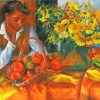 Woman With Fruits And Flowers Diamond Paintings