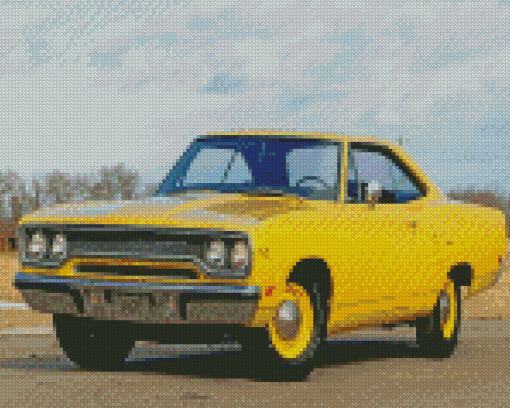 1970 Yellow Plymouth Roadrunner Car Diamond Paintings