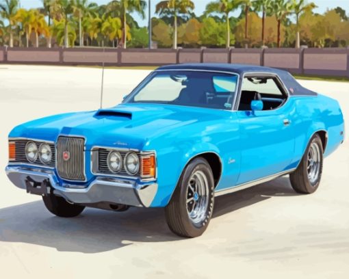 Blue 1972 Cougar Car Diamond Paintings