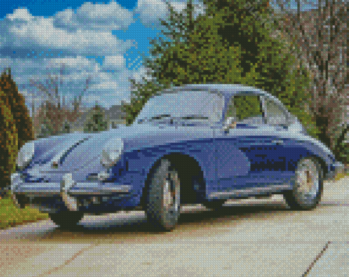 Blue Porsche 356 Car Diamond Paintings