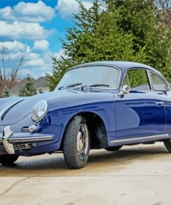 Blue Porsche 356 Car Diamond Paintings