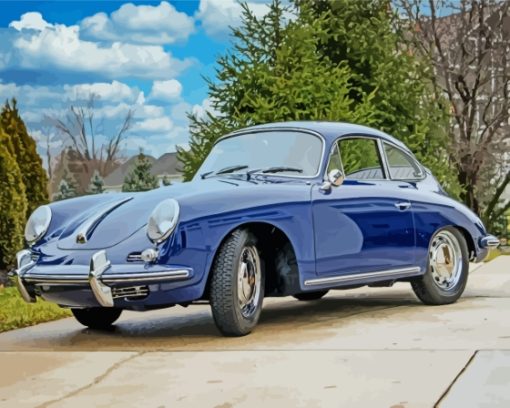 Blue Porsche 356 Car Diamond Paintings