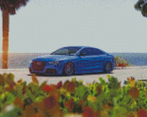 Blue Audi RS5 Seaside Diamond Paintings