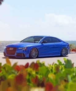 Blue Audi RS5 Seaside Diamond Paintings