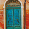 Blue Old Italian Door Diamond Paintings