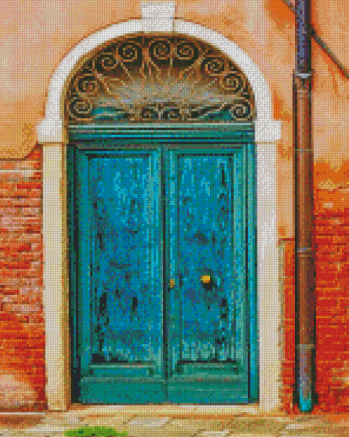 Blue Old Italian Door Diamond Paintings