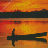 Canoe Silhouette At Sunset Diamond Paintings