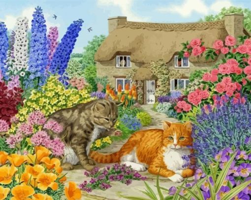 Cat And Plant Diamond Paintings