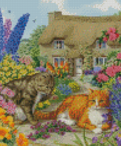 Cat And Plant Diamond Paintings