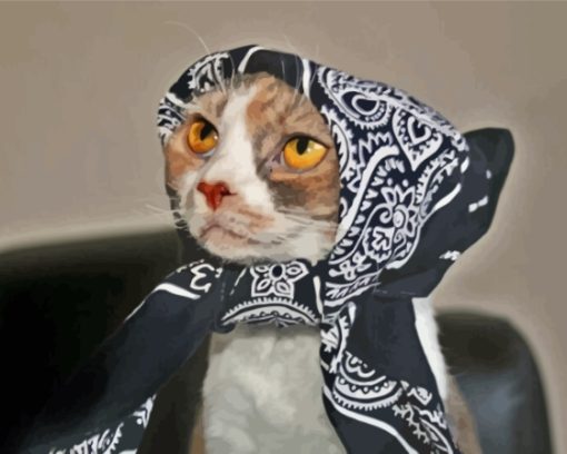 Cat With Scarf Diamond Paintings