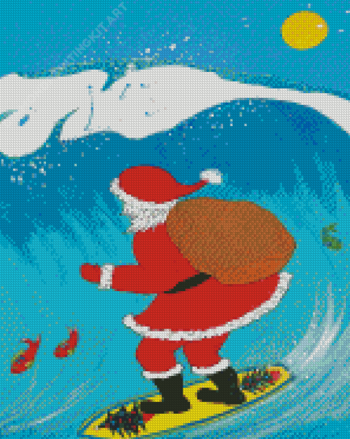 Christmas Surfing Santa Diamond Paintings