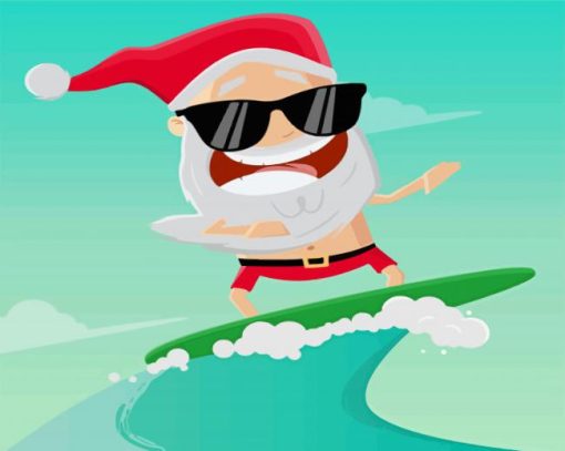 Cool Surfing Santa Diamond Paintings