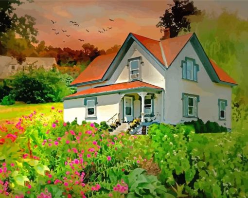 Cottage On A Hill Diamond Paintings