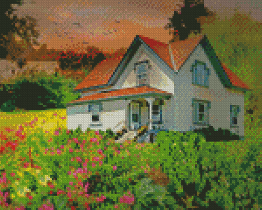 Cottage On A Hill Diamond Paintings