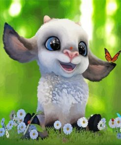 Cute Lamb And Buttefly Diamond Paintings