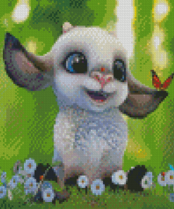 Cute Lamb And Buttefly Diamond Paintings