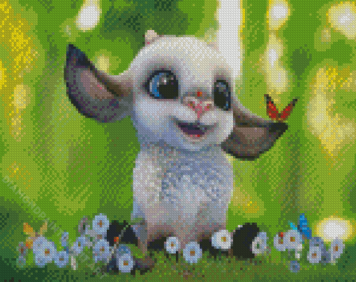 Cute Lamb And Buttefly Diamond Paintings