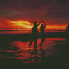 Dancing Couple In The Beach Silhouette Diamond Paintings