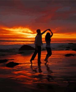 Dancing Couple In The Beach Silhouette Diamond Paintings