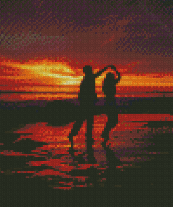 Dancing Couple In The Beach Silhouette Diamond Paintings