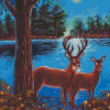 Deer Couple In The Moonlight Diamond Paintings