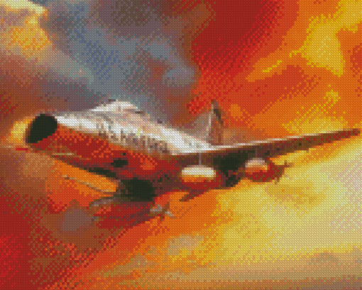 F100 Super Sabre At Sunset Art Diamond Paintings