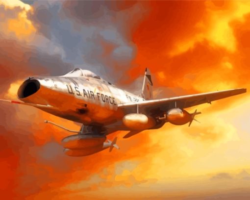 F100 Super Sabre At Sunset Art Diamond Paintings