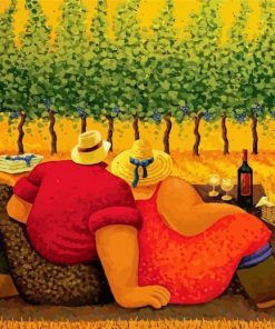 Fat Romantic Couple At The Farm Diamond Paintings