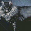 Fluffy Long Hair Grey Cat Diamond Paintings