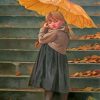 Girl Yellow Umbrella Diamond Paintings