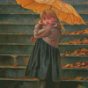 Girl Yellow Umbrella Diamond Paintings