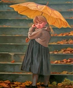 Girl Yellow Umbrella Diamond Paintings