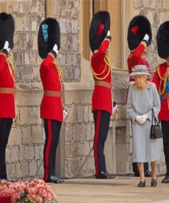 Grenadier Guards And Queen Elizabeth Diamond Paintings