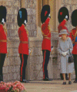 Grenadier Guards And Queen Elizabeth Diamond Paintings