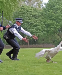 Hot Fuzz Characters And Bird Diamond Paintings