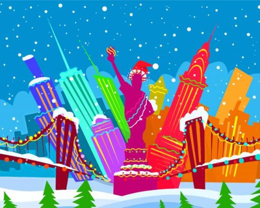 Illustration New York Christmas Diamond Paintings