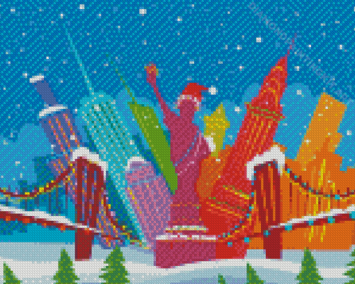 Illustration New York Christmas Diamond Paintings