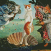 Kitty On Half Shell Diamond Paintings