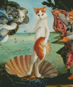 Kitty On Half Shell Diamond Paintings