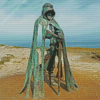 Man Holding Sword Statue In Tintagel Diamond Paintings