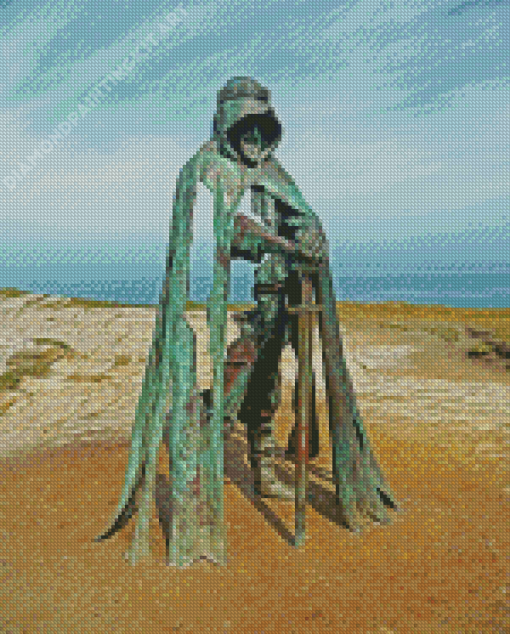 Man Holding Sword Statue In Tintagel Diamond Paintings