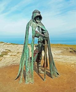 Man Holding Sword Statue In Tintagel Diamond Paintings