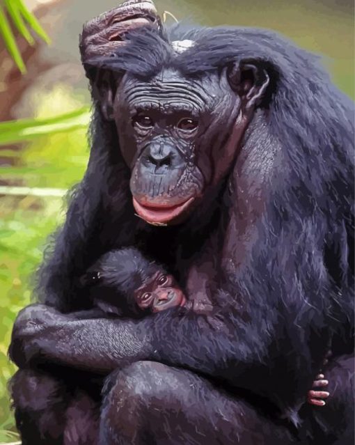 Mom Chimpanzee Diamond Paintings